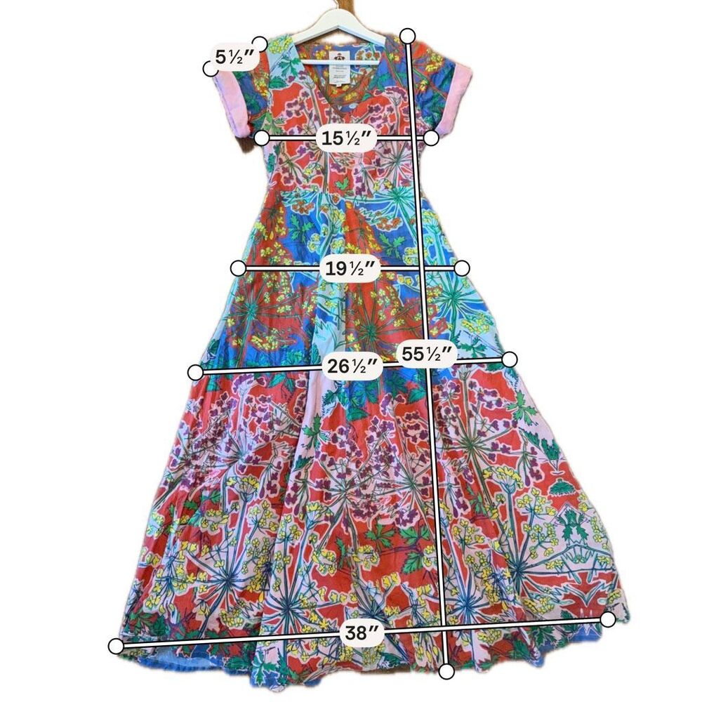 Anthropologie Roopa Pemmaraju Amandine cotton colorful double lined dress size s - Picture 9 of 10